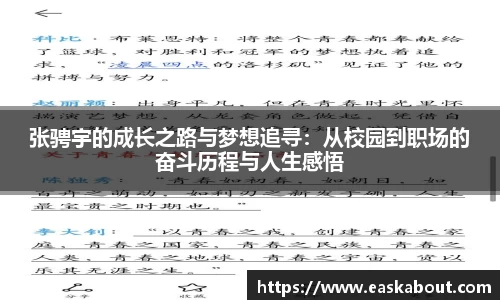 张骋宇的成长之路与梦想追寻：从校园到职场的奋斗历程与人生感悟